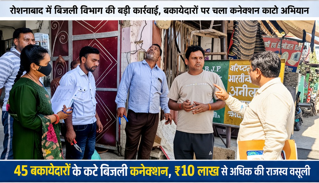 राजस्व वसूली अभियान में सख्ती का असर: रोशनाबाद में 45 बकायेदारों के कटे कनेक्शन, 10 लाख से अधिक की वसूली