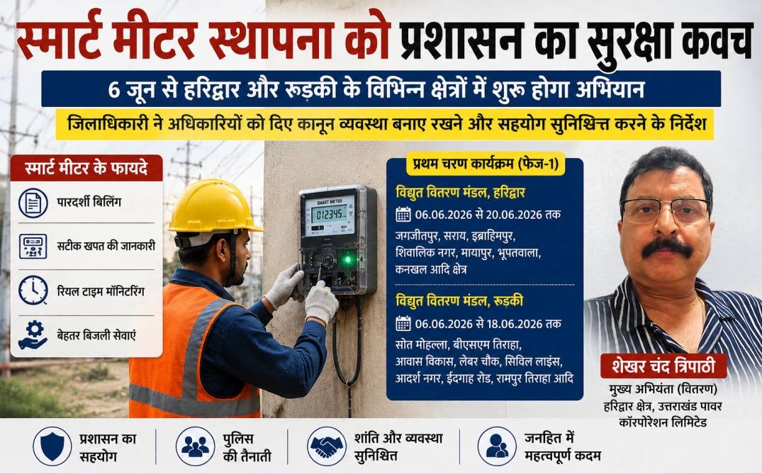 स्मार्ट मीटर लगाने की कवायद तेज: 6 जून से हरिद्वार व रुड़की के विभिन्न क्षेत्रों में शुरू होगा स्मार्ट मीटर स्थापना कार्य
