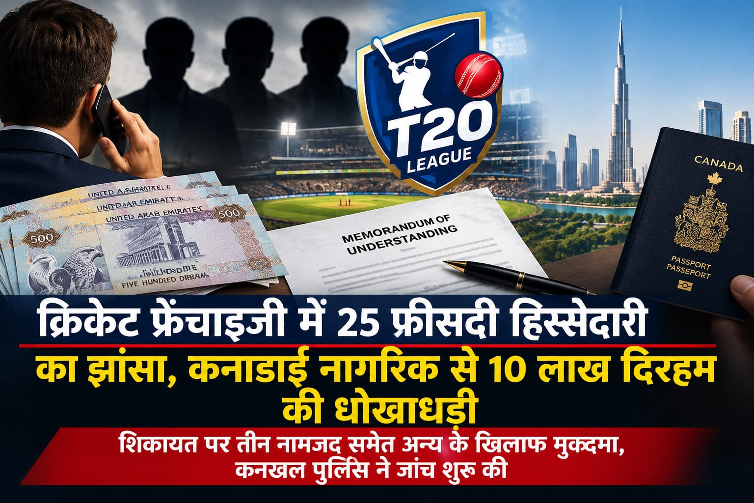 क्रिकेट फ्रेंचाइजी में 25 फीसदी हिस्सेदारी का झांसा, कनाडाई नागरिक से 10 लाख दिरहम की धोखाधड़ी